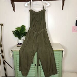 Cloth and Stone Womens Sleeveless Button Front Jumpsuit Olive Green Size XS